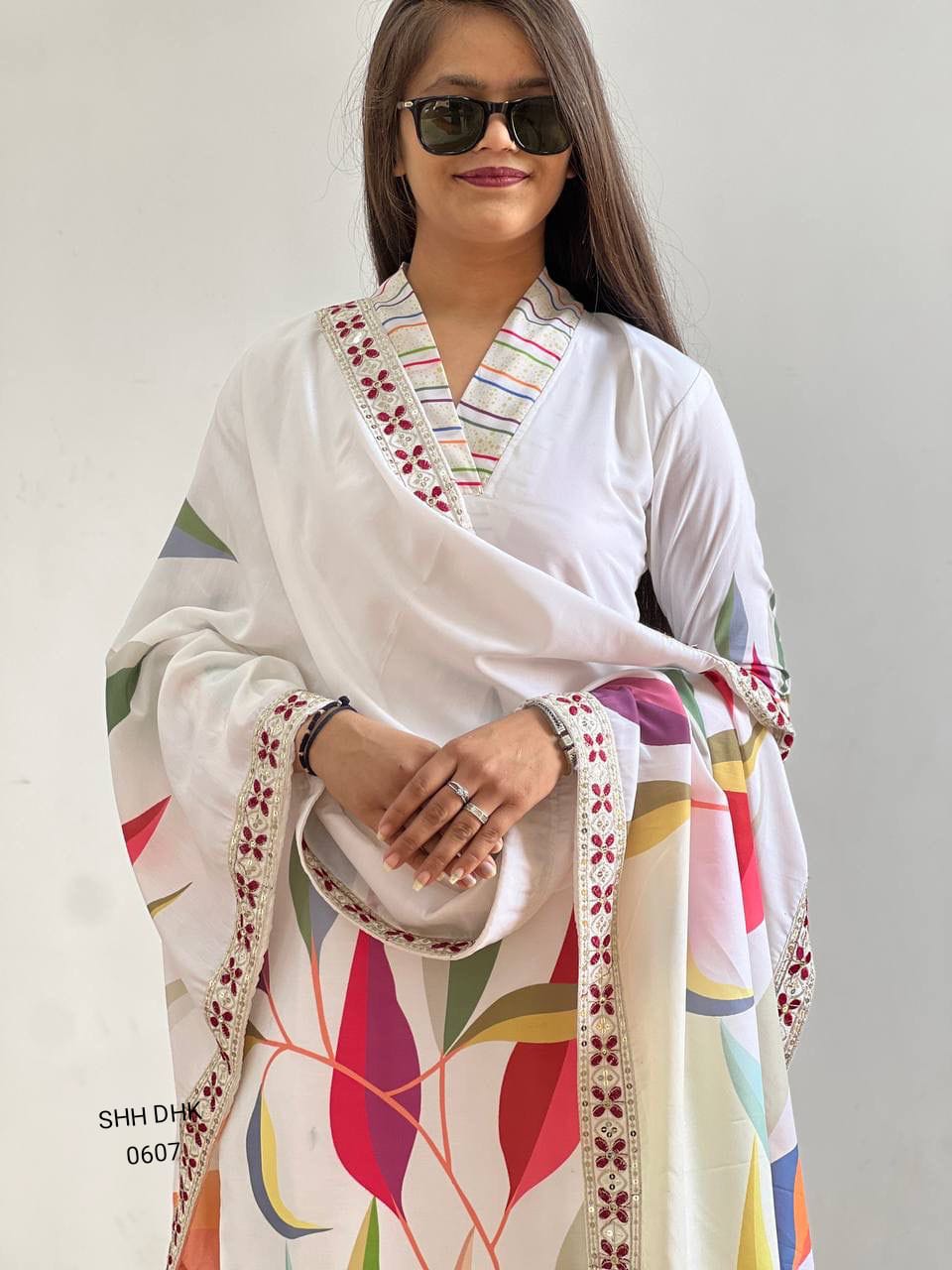 Pure White Multicolor Floral FANCY DESIGN WITH DIGITAL PRINTED TOP